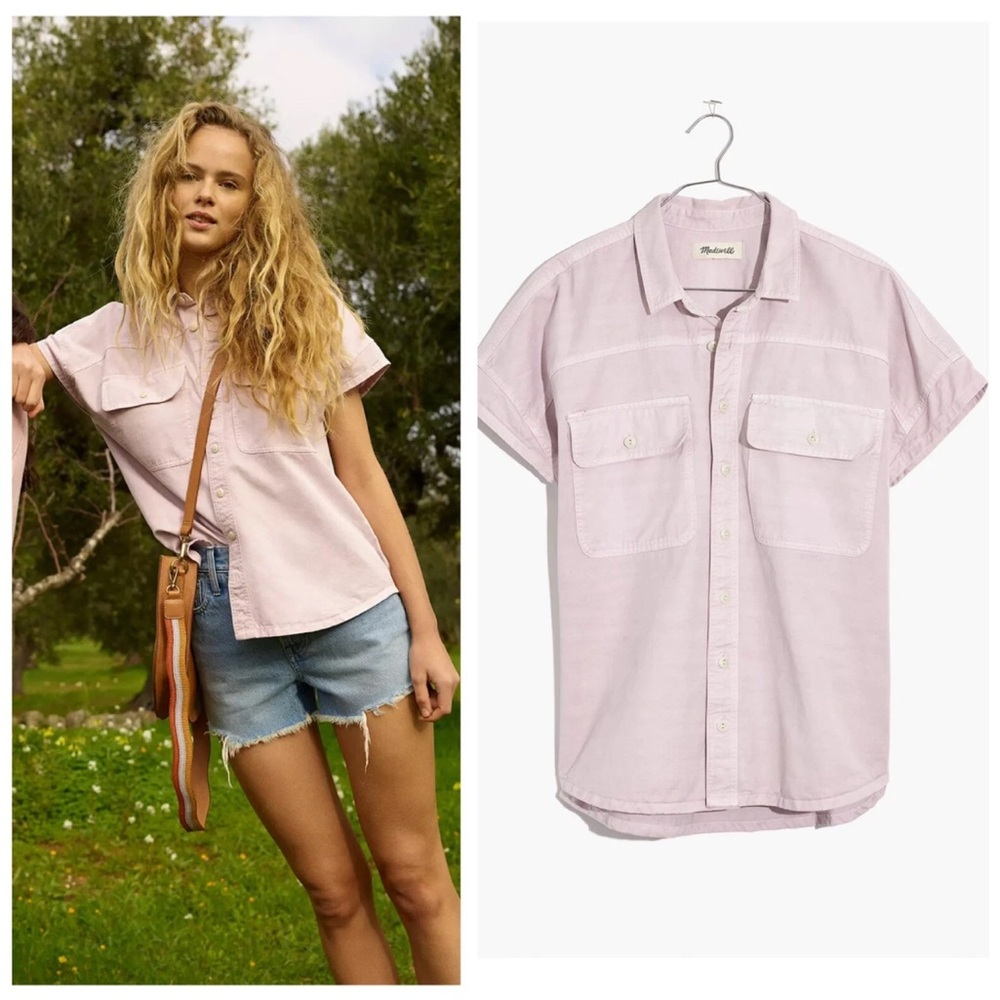 Madewell Cap-Sleeve Utility Button-Down Shirt – Blush Pink (Women’s M)
